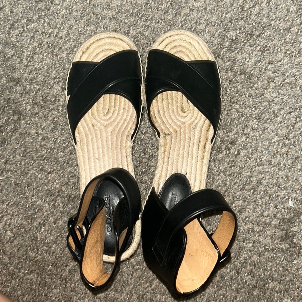 Coach Black Wedge Sandals